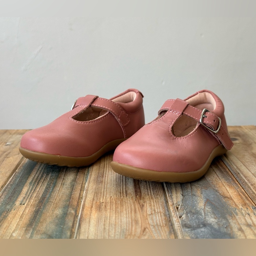 Next Pink Leather Girls Buckle T-bar Shoes Children’s Size 4.5 EU